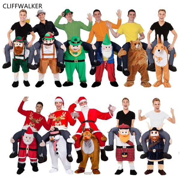 

novelty ride on me mascot costumes carry back funny animal pants fancy dress up oktoberfest halloween party cosplay costumes, Black;red
