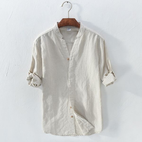 long men's v-neck sleeve white kahki dark blue summer casual pure linen shirt for men design shirts male, White;black
long men's v-neck sleeve white kahki dark blue summer casual pure linen shirt for men design shirts male, White;black
