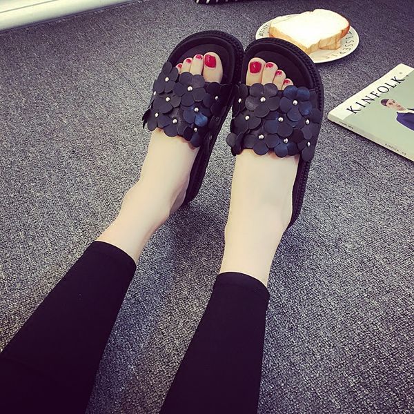 nicesummer new diamond flower slippers indoor and outdoor flat with thick bottom sandals lady antiskid pregnant women a drag, Black
nicesummer new diamond flower slippers indoor and outdoor flat with thick bottom sandals lady antiskid pregnant women a drag, Black