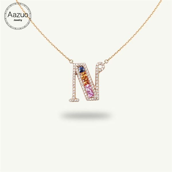 aazuo 18k rose gold natural coloured gemstone real diamond fashion rainbow letter pendent necklace gifted for women au750, Silver
aazuo 18k rose gold natural coloured gemstone real diamond fashion rainbow letter pendent necklace gifted for women au750, Silver
