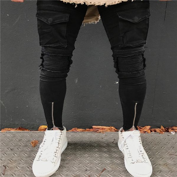 2018 fashion casual gentleman fold placemat locomotive foot ankle zipper biker jeans hip hop slim fit men's trousers, Blue
2018 fashion casual gentleman fold placemat locomotive foot ankle zipper biker jeans hip hop slim fit men's trousers, Blue