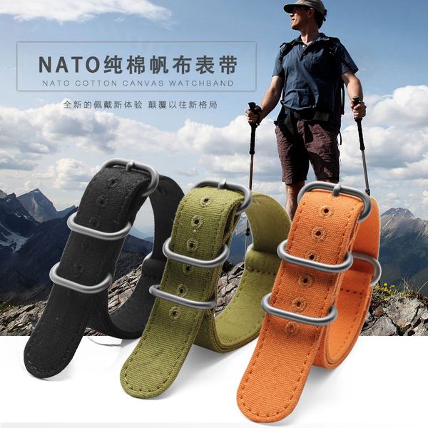 

high quality Fabric watchband for Nato watch Climbing Sports strap fit Zulu watch straps 20 22 24 26mm Coon canvas