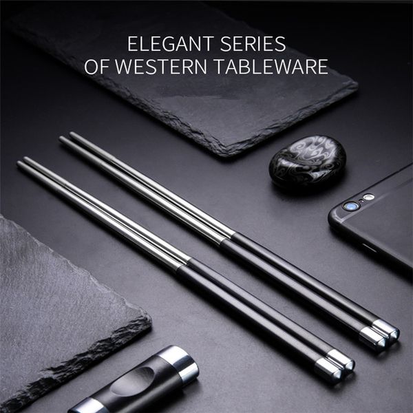 304 stainless steel chopsticks with black slip-resistant cover, durable metal chopstick restaurant square chopsticks
304 stainless steel chopsticks with black slip-resistant cover, durable metal chopstick restaurant square chopsticks