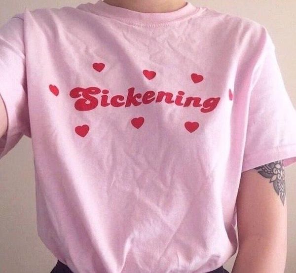 sickening tumblr aesthetic pink t-shirt women funny graphic tshirt short sleeve o-neck tees drop ship, White
sickening tumblr aesthetic pink t-shirt women funny graphic tshirt short sleeve o-neck tees drop ship, White