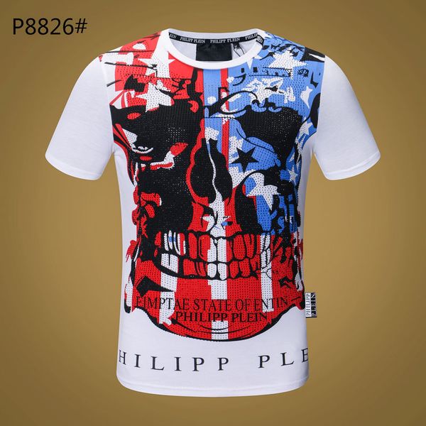 Мужская хип-хоп забавная футболка # 1680 PP Летняя мода Streetwear Skulls Футболка с коротким