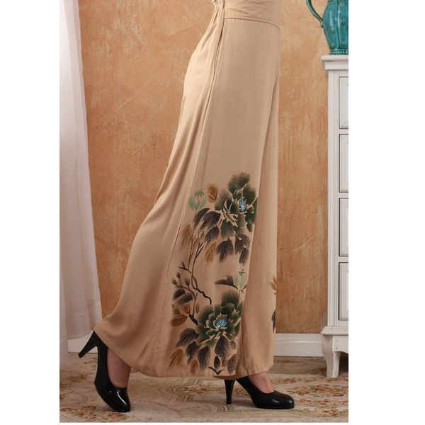 2014 new free shipping chinese cotton hand-made painted women's elastic waist trousers flares peony wp0006, Black;white
2014 new free shipping chinese cotton hand-made painted women's elastic waist trousers flares peony wp0006, Black;white