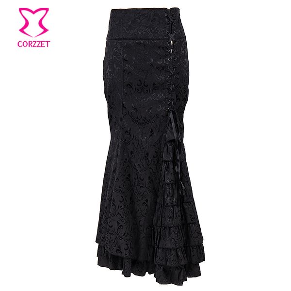 Vintage Black Floral Brocade High Waist Ruffle Mermaid Steampunk Long Skirt Women Winter Side Lace-Up Maxi Gothic Skirt saia
Vintage Black Floral Brocade High Waist Ruffle Mermaid Steampunk Long Skirt Women Winter Side Lace-Up Maxi Gothic Skirt saia