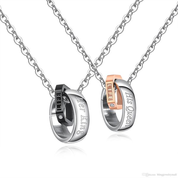 couple stainless steel necklaces rose gold/black color elegant circle cubic pendant necklace link chain jewelry gift gx1450, Silver
couple stainless steel necklaces rose gold/black color elegant circle cubic pendant necklace link chain jewelry gift gx1450, Silver