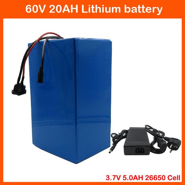 EU US no tax 1800W 60V 20AH Lithium battery 60V 20AH ebike Battery 60V e-scooter battery with PVC Case use 3.7V 5AH 26650 cell
EU US no tax 1800W 60V 20AH Lithium battery 60V 20AH ebike Battery 60V e-scooter battery with PVC Case use 3.7V 5AH 26650 cell