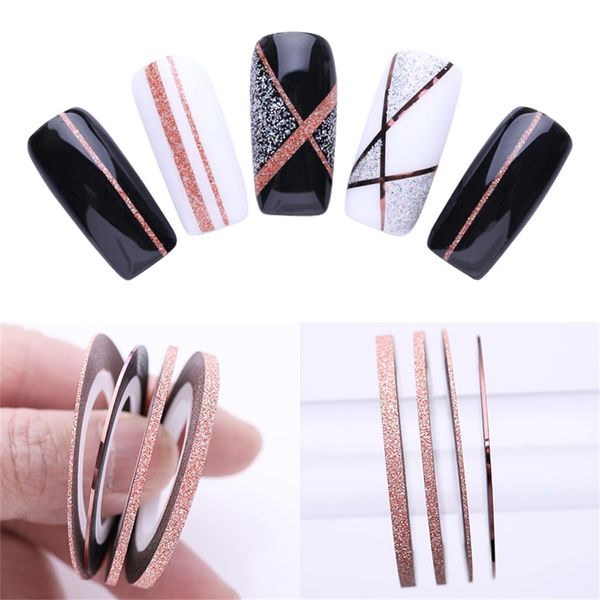 4pcs/pack diy rose gold nail striping tape line matte glitter stickers women adhesive sticker nail art styling decoration, Black
4pcs/pack diy rose gold nail striping tape line matte glitter stickers women adhesive sticker nail art styling decoration, Black