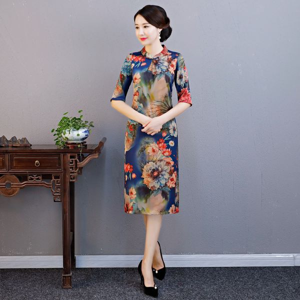 elegant business short sleeve dress chiffon print flower hight split qipao chinese women mandarin collar cheongsam -xxl, Red
elegant business short sleeve dress chiffon print flower hight split qipao chinese women mandarin collar cheongsam -xxl, Red