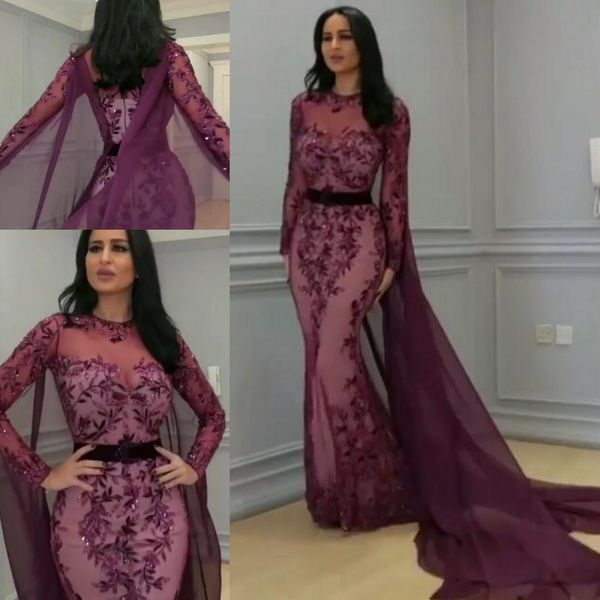 evening dresses yousef aljasmi labourjoisie long sleeve cape sequines appliques 2018 grape mermaid dubai arabic kaftan prom formal gown, Black;red
evening dresses yousef aljasmi labourjoisie long sleeve cape sequines appliques 2018 grape mermaid dubai arabic kaftan prom formal gown, Black;red