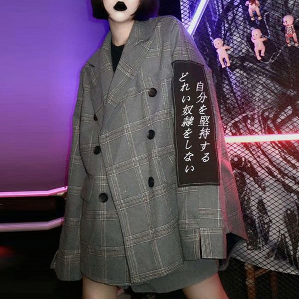 2018 fall gothic high street office lady cool women coats loose lapel plaid color block female casual gray fashion overcoats, Black;brown
2018 fall gothic high street office lady cool women coats loose lapel plaid color block female casual gray fashion overcoats, Black;brown