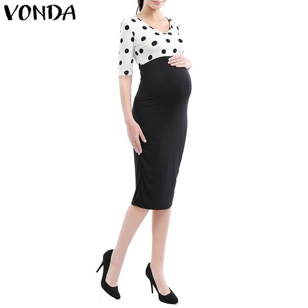vonda maternity clothes 2018 summer women polka dot print pencil dress half sleeve patchwork pregnant bodycon vestidos plus size, White
vonda maternity clothes 2018 summer women polka dot print pencil dress half sleeve patchwork pregnant bodycon vestidos plus size, White