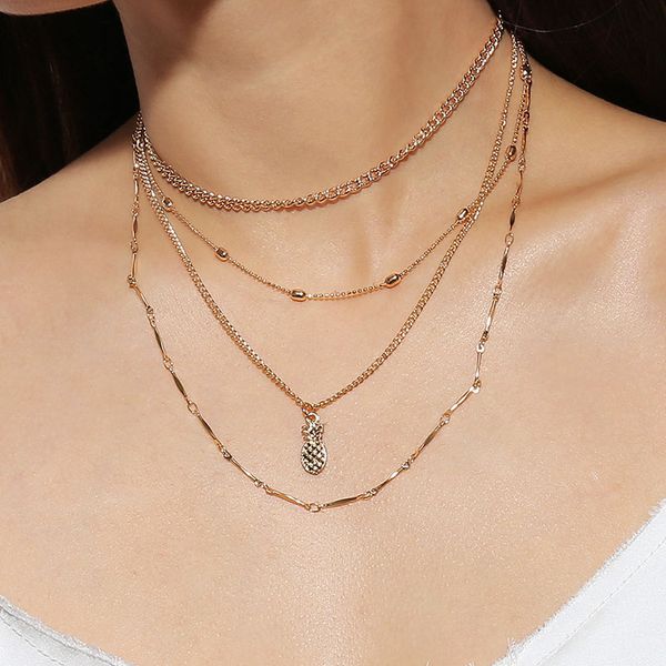 fashion simple multilayer copper bead pineapple pendant clavicle chain necklace summer woman's jewelry valentine's day gift, Silver
fashion simple multilayer copper bead pineapple pendant clavicle chain necklace summer woman's jewelry valentine's day gift, Silver