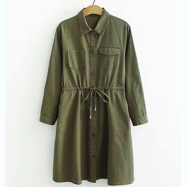 women long trench coat runway design vintage drawstring belt dress turn-down collar long coat outerwear army green casual, Tan;black
women long trench coat runway design vintage drawstring belt dress turn-down collar long coat outerwear army green casual, Tan;black