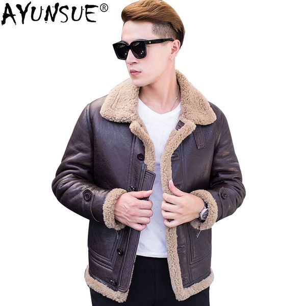 ayunsue sheep shearling jacket men autumn winter genuine leather sheepskin coat men's leather jackets natural fur coats kj1211, Black
ayunsue sheep shearling jacket men autumn winter genuine leather sheepskin coat men's leather jackets natural fur coats kj1211, Black
