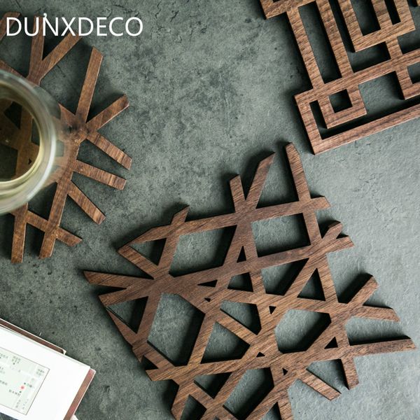 dunxdeco table placemat black walnut wood laser plate pad insulation cup pot mat vintage rustic artistic desk accessory
dunxdeco table placemat black walnut wood laser plate pad insulation cup pot mat vintage rustic artistic desk accessory