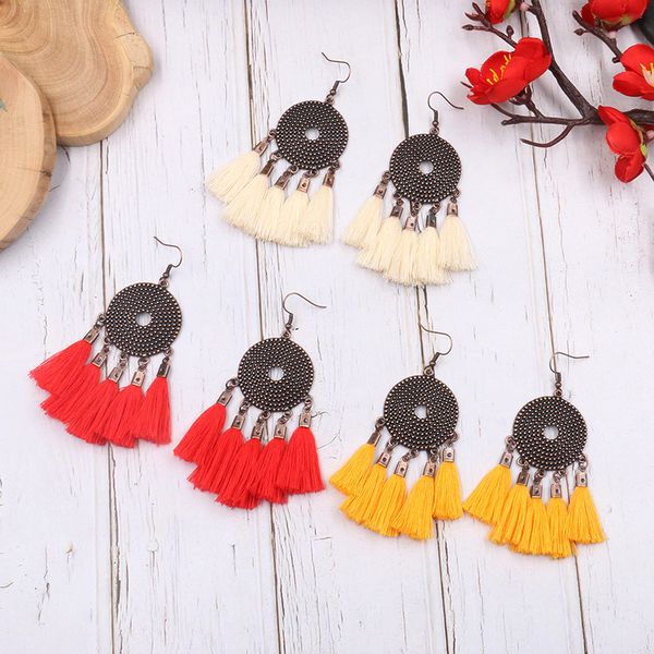 bohemian style long ethnic style pendant earrings round hollow tassel pendant earrings women fashion jewelry gifts, Silver
bohemian style long ethnic style pendant earrings round hollow tassel pendant earrings women fashion jewelry gifts, Silver