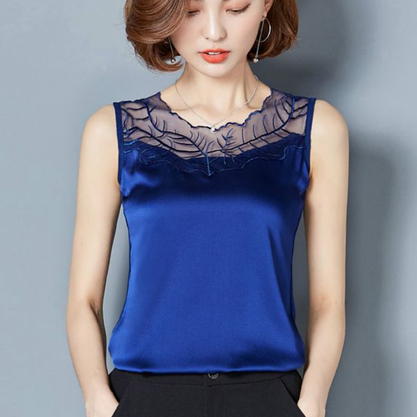 2017 summer stretchy satin silk tanks vest women embroidery mesh patchwork satin tank women body camis, White
2017 summer stretchy satin silk tanks vest women embroidery mesh patchwork satin tank women body camis, White
