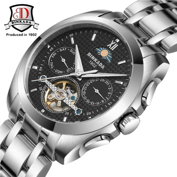 reloj hombre binkada brand male fashion business wrist watches men full steel waterproof automatic mechanical watch mens clock, Slivery;brown
reloj hombre binkada brand male fashion business wrist watches men full steel waterproof automatic mechanical watch mens clock, Slivery;brown