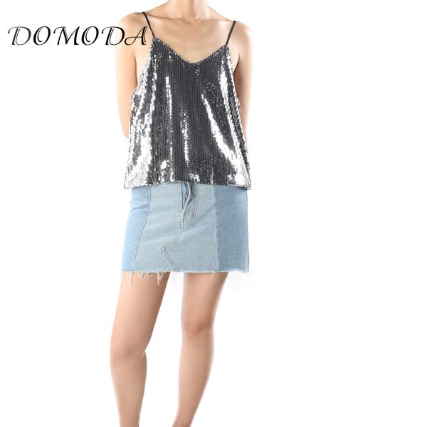 domoda women summer 2018 strap v-neck silver shiny sequin shiny night club sling backless camisole for female, White
domoda women summer 2018 strap v-neck silver shiny sequin shiny night club sling backless camisole for female, White
