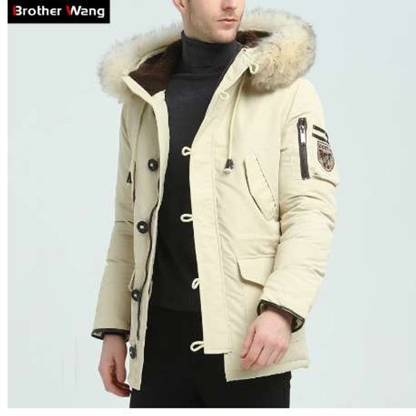 brother wang brand winter new men's down jacket fashion casual hooded thick warm long coat fur collar jacket, Black;brown
brother wang brand winter new men's down jacket fashion casual hooded thick warm long coat fur collar jacket, Black;brown