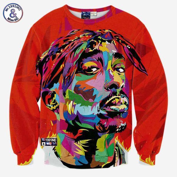 

2017 mr.1991inc hip hop 3d sweatshirt for men autumn pullovers print rapper tupac 2pac hoodies long sleeve red color, Black