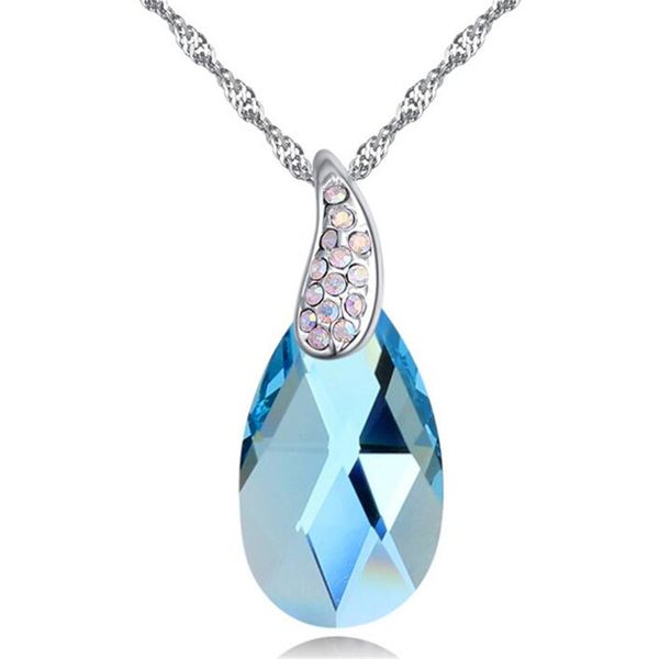 water drop pendant women jewelry blue crystal from swarovski necklace white gold plated fashion gift 27255, Silver
water drop pendant women jewelry blue crystal from swarovski necklace white gold plated fashion gift 27255, Silver