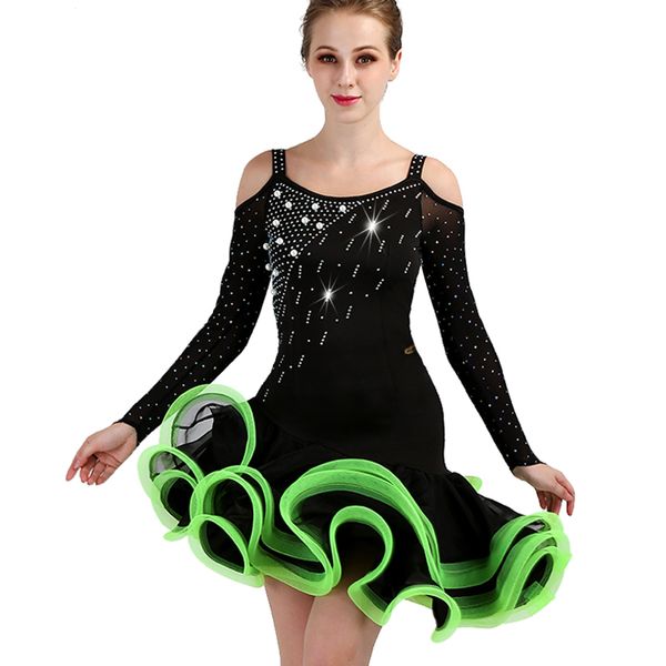 customized women's latin dance costumes dress lotus leaf skirt salsa samba cha-cha long sleeves ballroom dance wear dl2746, Black;red
customized women's latin dance costumes dress lotus leaf skirt salsa samba cha-cha long sleeves ballroom dance wear dl2746, Black;red