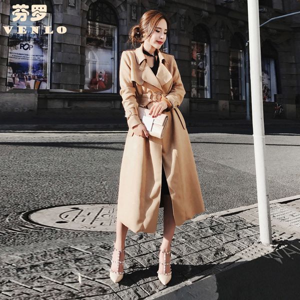 2018 european and american women's lapel belts and long retro british trench khaki in the long windbreaker women trench, Tan;black
2018 european and american women's lapel belts and long retro british trench khaki in the long windbreaker women trench, Tan;black