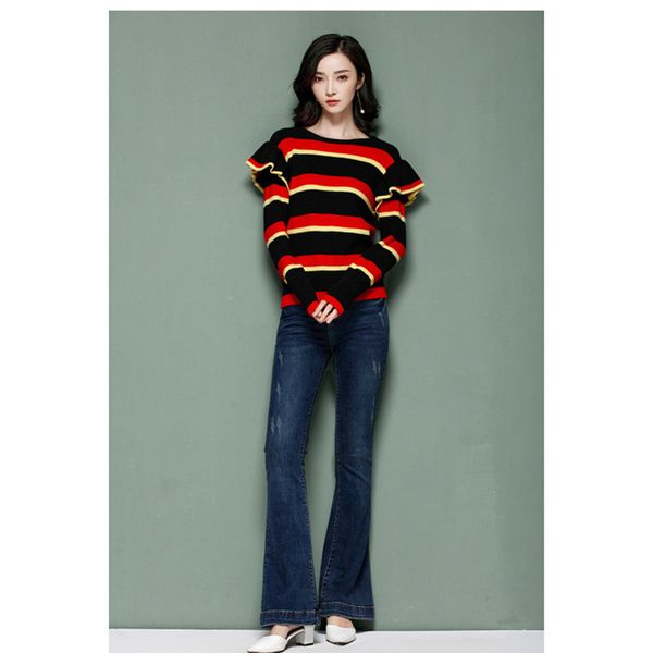 2018 new women pullover and sweaters long sleeve pull striped autumn winter women warm knittwear high elastic jersey 7003, White;black
2018 new women pullover and sweaters long sleeve pull striped autumn winter women warm knittwear high elastic jersey 7003, White;black