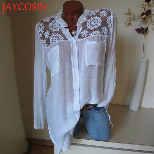2018 t shirt women ladies solid lace long sleeve pullover shirt with pockets women t-shirt july 31, White
2018 t shirt women ladies solid lace long sleeve pullover shirt with pockets women t-shirt july 31, White