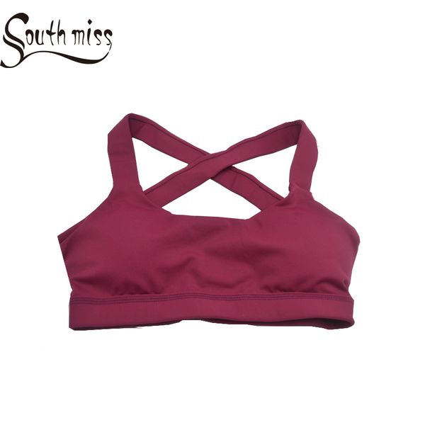 

2018 female yoga bra woman sports bra push up active wear for women gym red wine brassiere sport criss cross crop top, White;black