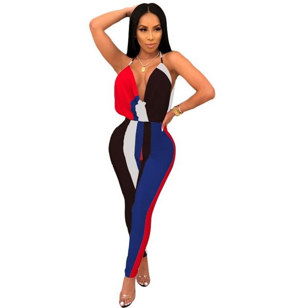 New Sexy Contrast Deep V Neck Jumpsuits for Women Striped Multi Backless Rompers Ladies High Waist Club Party Overalls
New Sexy Contrast Deep V Neck Jumpsuits for Women Striped Multi Backless Rompers Ladies High Waist Club Party Overalls