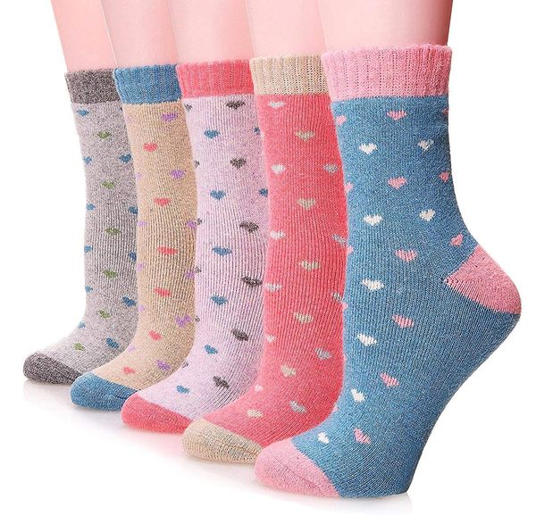 5 pack womens wool socks thick heavy thermal winter warm fuzzy soft casual cute crew socks for cold weather, Black;white
5 pack womens wool socks thick heavy thermal winter warm fuzzy soft casual cute crew socks for cold weather, Black;white