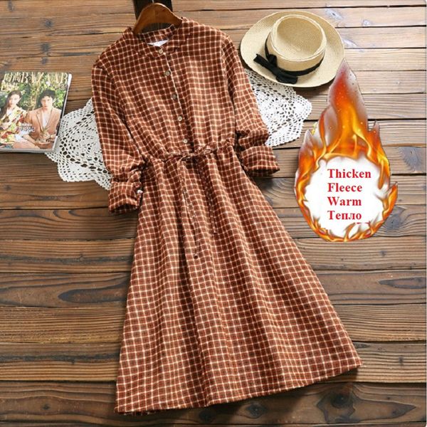 mori girl winter thick fleece warm women dress vintage plaid leisure string vestido femininos long sleeve elegant corduroy dress, Black;gray
mori girl winter thick fleece warm women dress vintage plaid leisure string vestido femininos long sleeve elegant corduroy dress, Black;gray