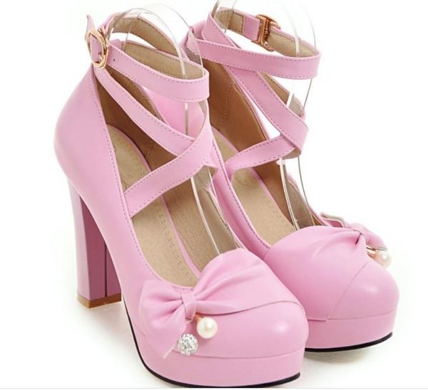 send 2018 spring and autumn fashion bowknot coarse heel high heeled women's shoes, Black
send 2018 spring and autumn fashion bowknot coarse heel high heeled women's shoes, Black