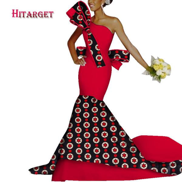 african print clothing for women shoulder strapless tube fishtail skirt cotton maxi dress bow decoration party wy3469, Red
african print clothing for women shoulder strapless tube fishtail skirt cotton maxi dress bow decoration party wy3469, Red