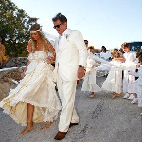 vintage hippe style ivory boho beach wedding dresses spaghetti strapless tiered lace chiffon a line sleeveless bridal gowns custom made, White
vintage hippe style ivory boho beach wedding dresses spaghetti strapless tiered lace chiffon a line sleeveless bridal gowns custom made, White