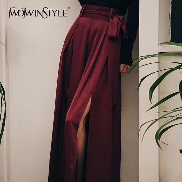 twotwinstyle lace up trouser female high waist split ruched large size x long wide leg pant 2018 spring fashion elegant clothing, Black;white
twotwinstyle lace up trouser female high waist split ruched large size x long wide leg pant 2018 spring fashion elegant clothing, Black;white
