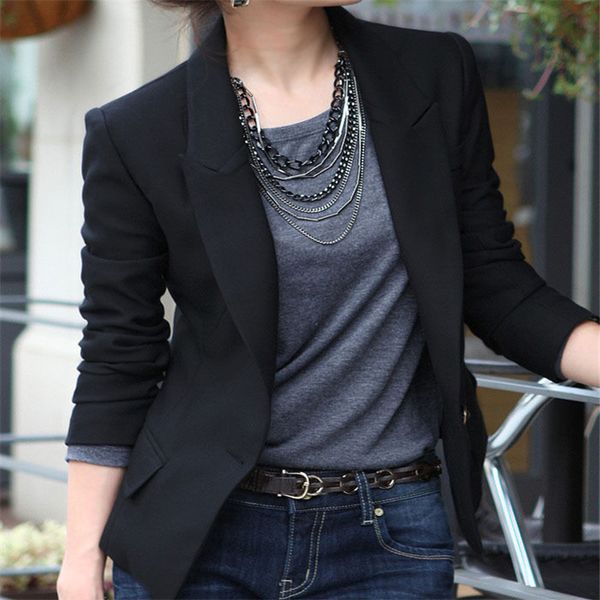 regular new womens lapel suit one button tunic short long sleeve jacket size s-xxxl black basic outerwear slim coats, Black;brown 
regular new womens lapel suit one button tunic short long sleeve jacket size s-xxxl black basic outerwear slim coats, Black;brown