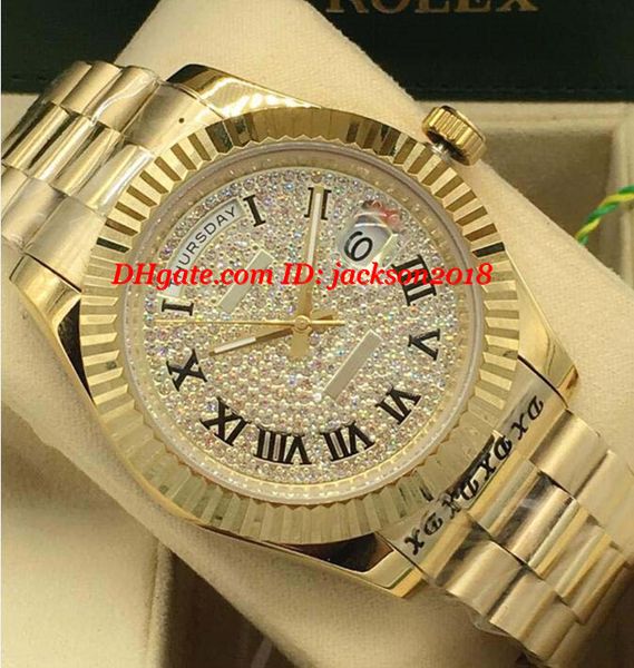 Luxury Watches 2 Style 18K Yellow Gold Diamond Dial 41mm Fluted Bezel Automatic Fashion Men's Watch Wristwatch
Luxury Watches 2 Style 18K Yellow Gold Diamond Dial 41mm Fluted Bezel Automatic Fashion Men's Watch Wristwatch