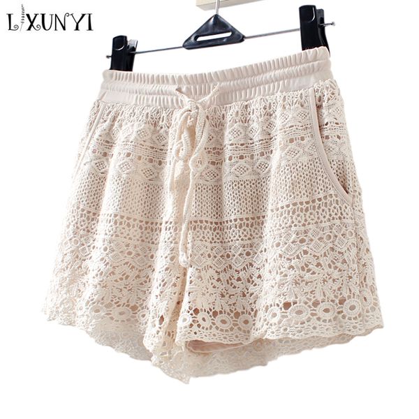 lxunyi 2018 summer black white lace shorts women elastic waist hollow out mini shorts mujer pockets solid casual korean, White;black
lxunyi 2018 summer black white lace shorts women elastic waist hollow out mini shorts mujer pockets solid casual korean, White;black