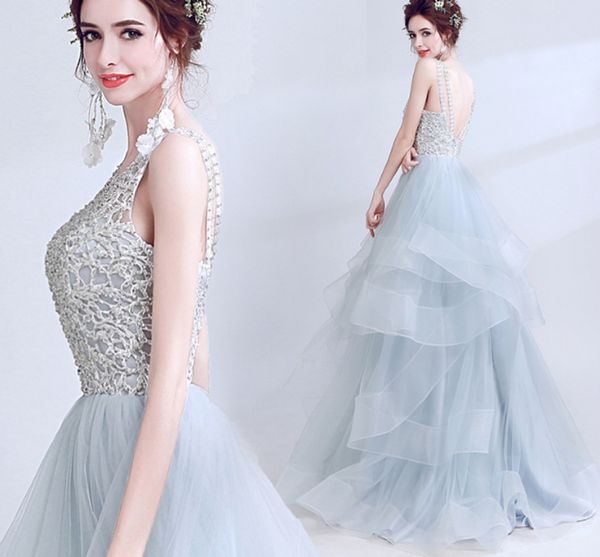 2018 vestidos de festa fashion scoop straps back lace tulle long prom dresses elegant beading formal evening party gowns robe de soriee, Black
2018 vestidos de festa fashion scoop straps back lace tulle long prom dresses elegant beading formal evening party gowns robe de soriee, Black