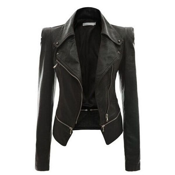 women pu leather jacket autumn punk style black khaki slim zipper lapel collar motor cool street fashion plus size warm jackets, Black;brown
women pu leather jacket autumn punk style black khaki slim zipper lapel collar motor cool street fashion plus size warm jackets, Black;brown