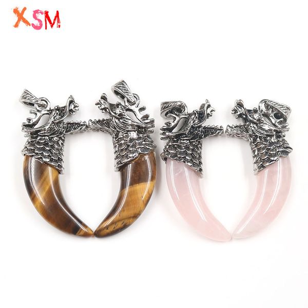 xinshangmie punk style natural tiger eye stone rose pink quartzs loong head wolf tooth pendant necklace fashion jewelry gift, Silver
xinshangmie punk style natural tiger eye stone rose pink quartzs loong head wolf tooth pendant necklace fashion jewelry gift, Silver