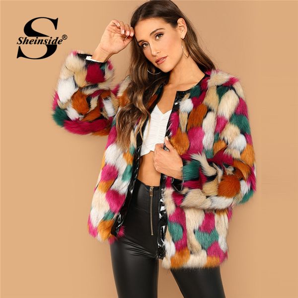 sheinside colorful open front faux fur coat women elegant 2018 winter thick fashion ladies party outerwear womens coats, Black
sheinside colorful open front faux fur coat women elegant 2018 winter thick fashion ladies party outerwear womens coats, Black