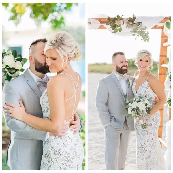 spaghetti strips mermaid lace slim wedding dresses 2019 criss cross back customized bridal gowns vestidos de marriage spring, White
spaghetti strips mermaid lace slim wedding dresses 2019 criss cross back customized bridal gowns vestidos de marriage spring, White