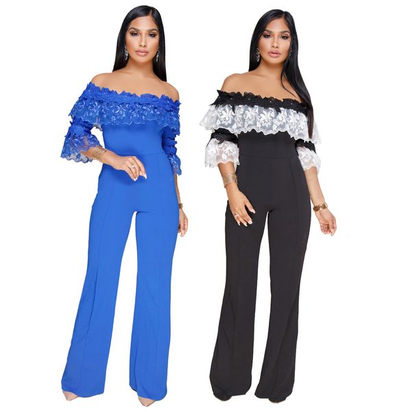 rompers womens jumpsuits plus size summer off shoulder overalls fashion lace elegant skinny wide leg pants, Black;white
rompers womens jumpsuits plus size summer off shoulder overalls fashion lace elegant skinny wide leg pants, Black;white